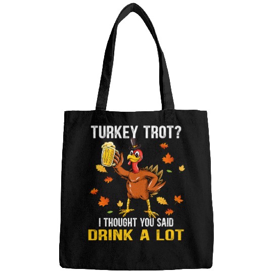 Turkey Trot Squad Running Drinking Funny Thanksgiving Bags