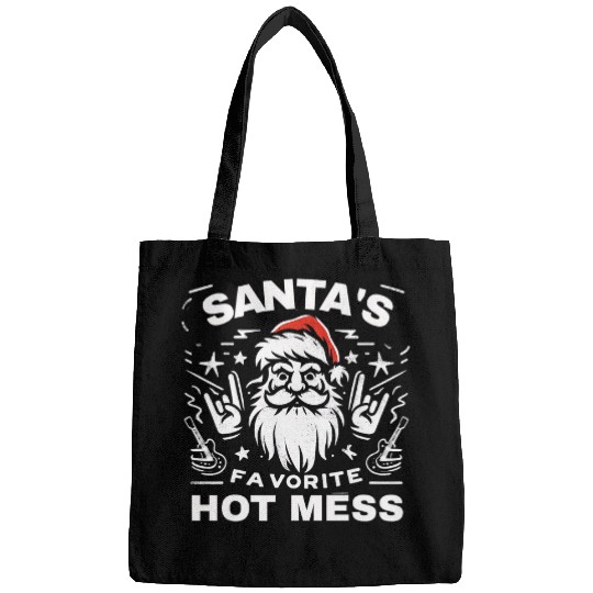 Santas Favourite Hot Mess Christmass Funny Funny Graphic Bags