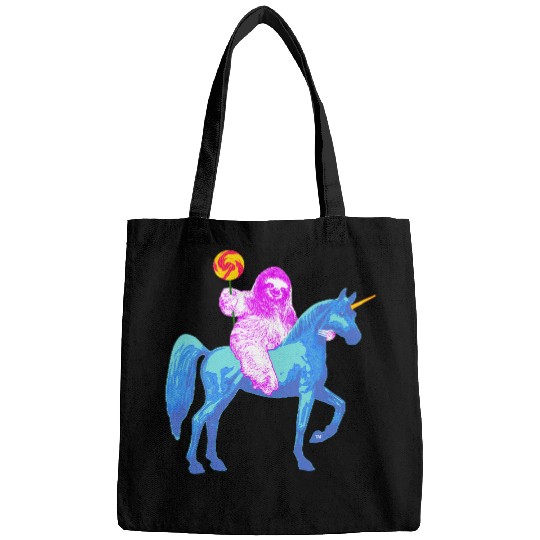 Sloth Pet Tree Sloth on a Unicorns with a Lollipop vintages Design Bags