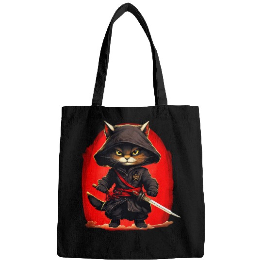 Japanese samurai cat tattoo kawaii ninja cat 18 Bags