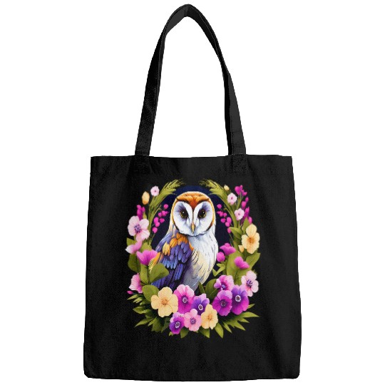 Owl Pet Cute European Barn Owl Surrounded by Bold Spring Flowers 1 Bags