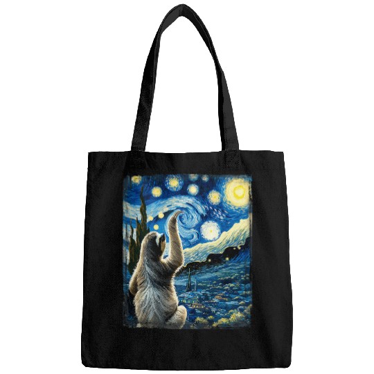 Sloth Pet Artistic Sloth Van Gogh Style Starry Night Sloth Bags