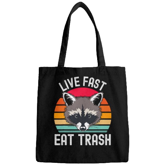 Raccoon Pet Retro Live Fast Eat Trash Bags