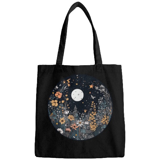 Midnight Sky Aesthetic Meadow Flower Garden Graphic Lovers Bags