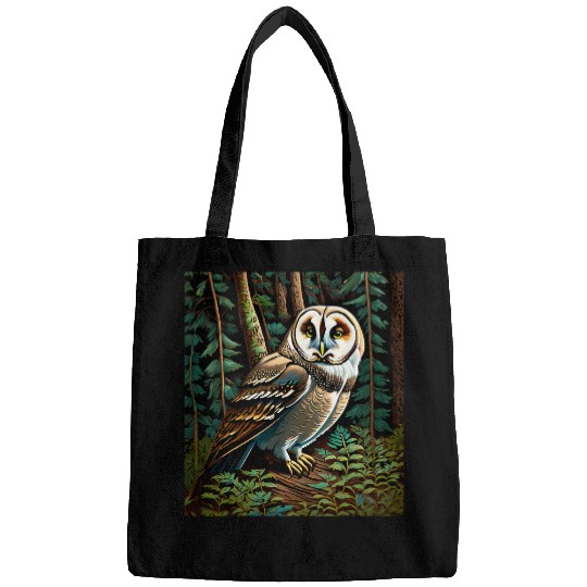 Owl Pet Barn Owl in a Dark Forest Bags