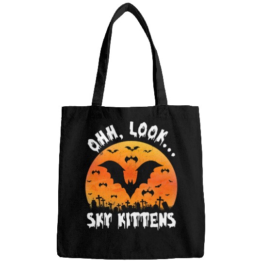 Oh Look Sky Kittens Funny Halloween Bats Lover Costume Retro Bags
