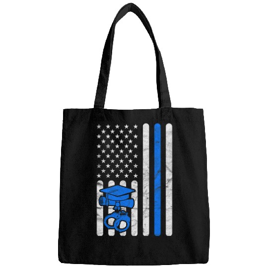 Police Academy Graduation Him Her Exam American Flag Bags