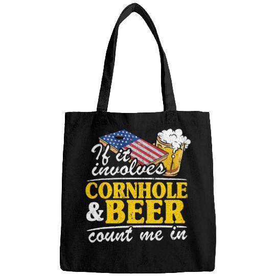 Beer Fun If It Involves Cornhole Beer Count Me In USA Flag Cornhole 4 Bags