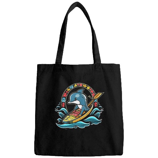 Kayaking Dolphin Kawaii Kayaker Kayak Canoe Canoeing 1 Bags