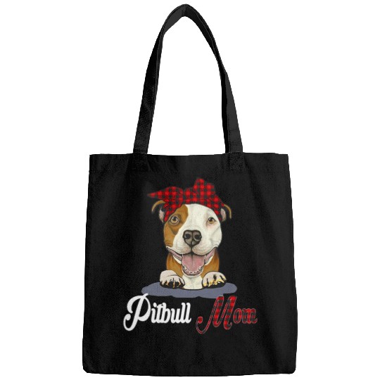 Bully Mom Wear Bow Red Plaid Buffalo Mothers Day Pitbull Dog Bags