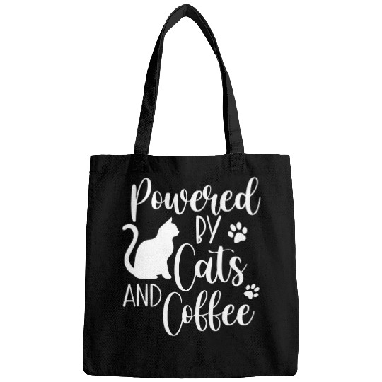 Coffee Fun Powered By Cats Coffee Funny Coffee Lover Cat Mom Cat Dad Bags