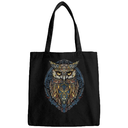Owl Pet Stained Glass Gothic Aesthetic Owl Intricate Graphic Design 1 Bags