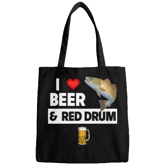 Fishing Fun I Love Beer and Red Drum Fishing Lake Redfish Drinking Bags