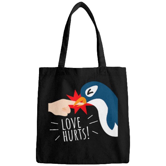 Penguin Pet Love Hurts Penguin Funny Cute Valentines Day Bags