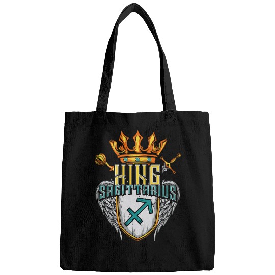 King Sagittarius Zodiac Sign with Crown Scepter swords Men Bags