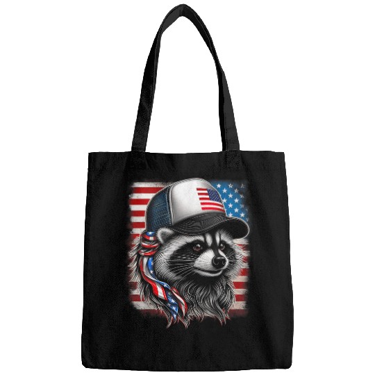 Raccoon Pet Redneck Raccoon Mullet White Trash Party Attire 4th July 3 Bags