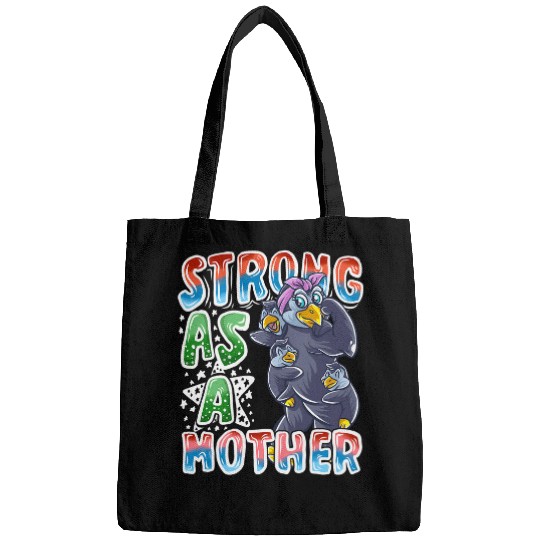 Penguin Pet Mom Strong As A Mother Mommy Mama Mother s Day Bags