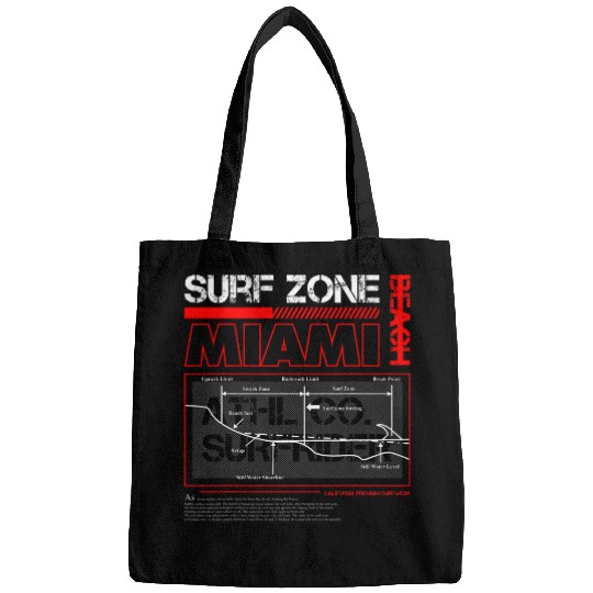 Miami Florida Retro vintages Beach Surf Surfing Sunset Ocean 2 Bags