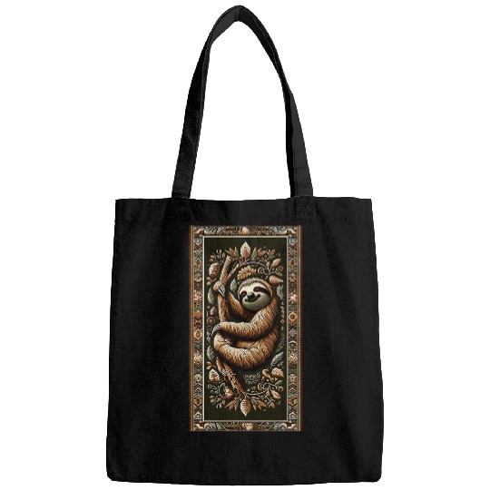 Sloth Pet Artwork Elegant Tapestry Motif Style 1 Bags