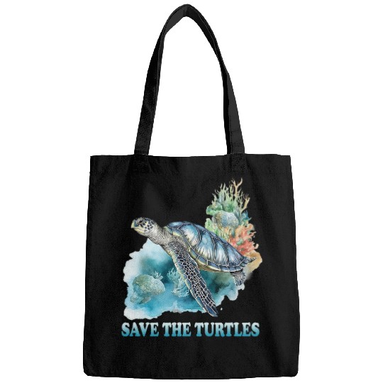 Save the Turtles Whimsical Sea Turtle Colorful Coral Reef 2 Bags