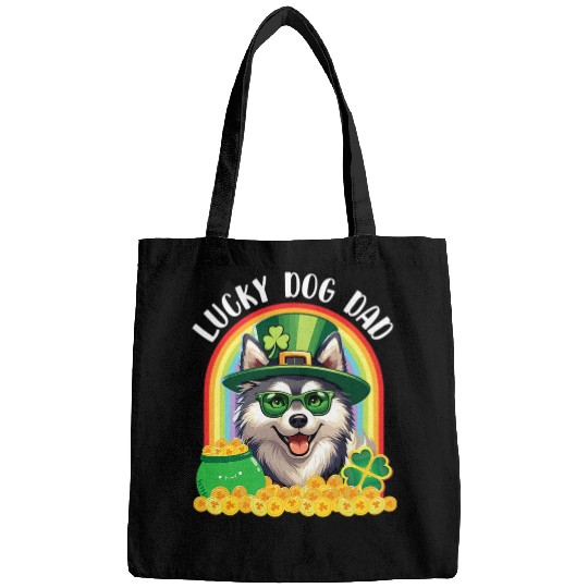 Pot Of Gold Rainbow Patrick Lucky Alaskan Klee Kai Dog Dad Bags