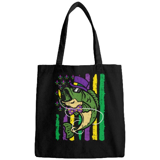 Mardi Gras Bass Fish US Flag Patriot Fisherman Men Boys Kids Bags