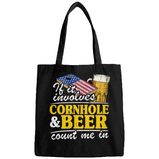 Beer Fun If It Involves Cornhole Beer Count Me In USA Flag Cornhole 3 Bags
