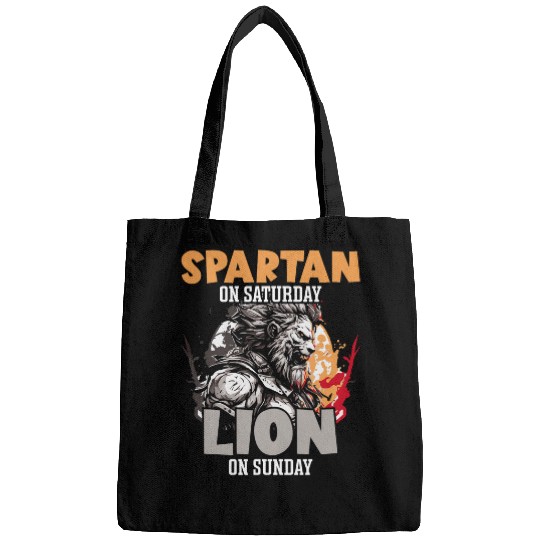 Spartan on Saturday Lion on Sunday Football Fans Vintage Bags