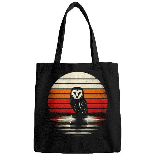 Owl Pet Barn Owl Bird Sunset Retro Style Safari 70s Bags