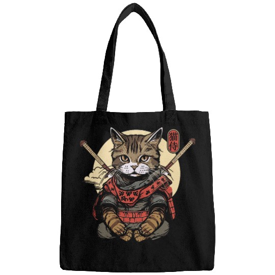 Japanese Samurai Cat Tattoo Kawaii Ninja Cat Women Girls 4 Bags