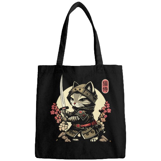 Japanese Samurai Cat Tattoo Kawaii Ninja Cat 24 Bags