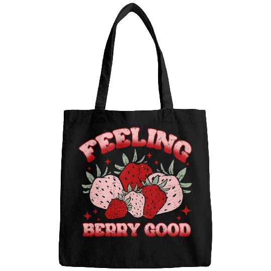Retro Strawberry Feeling Berry Good Positive Mind Happy Life Bags