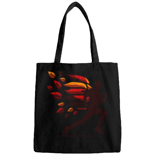 Road Runner Fall Vibes Running Through Fiery Autumn Leaves Bags