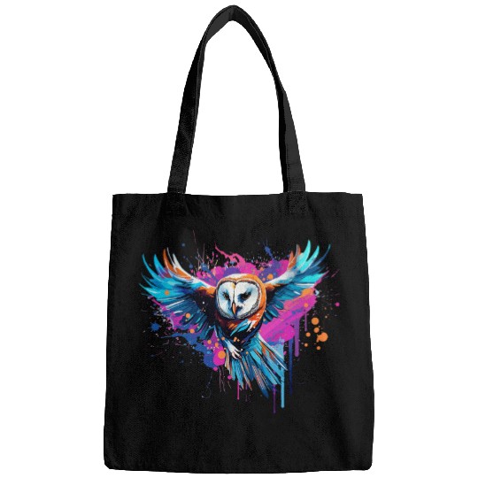 Owl Pet Splash Art Owls Lover Colorful American Barn Owl Bags