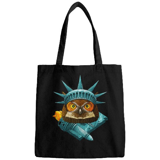 Owl Pet Statue Of Liberty Owl 4th Of July Night Bird USA America Bags