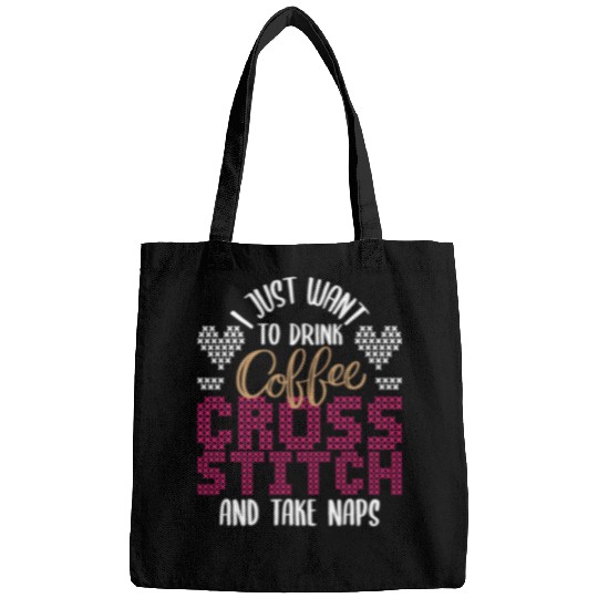Coffee Fun Cross Stitch And Take Naps Cross Stitching Bags