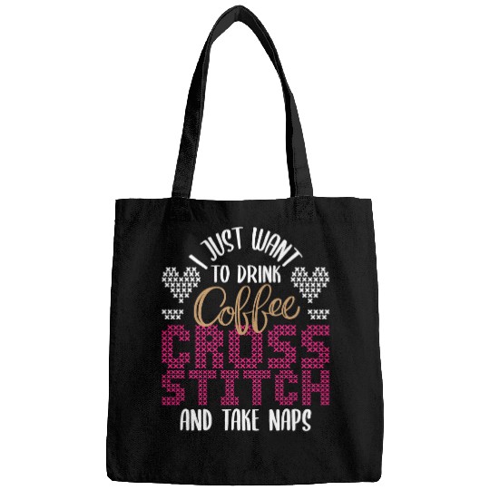 Coffee Fun Cross Stitch And Take Naps Cross Stitching Bags