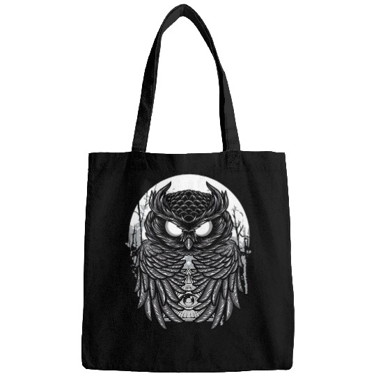Owl Pet Spooky Midnight Owl 2Goth Birds Animal Lover Ornithology Bags