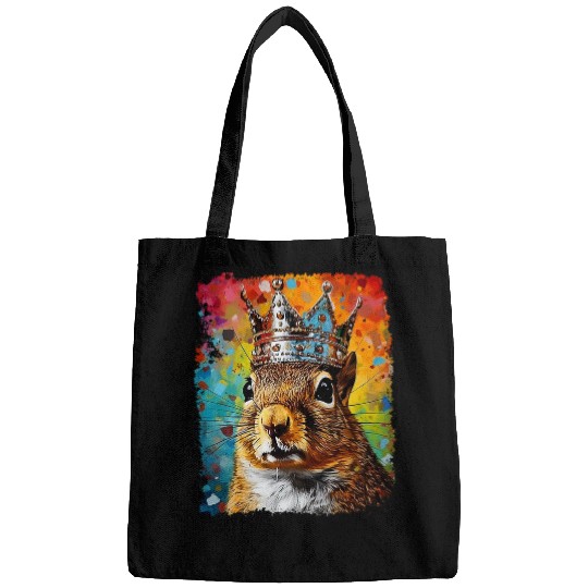 Squirrel Pet Pop Art Zoo Farm Animal Squirrel Crown King Queen Bags