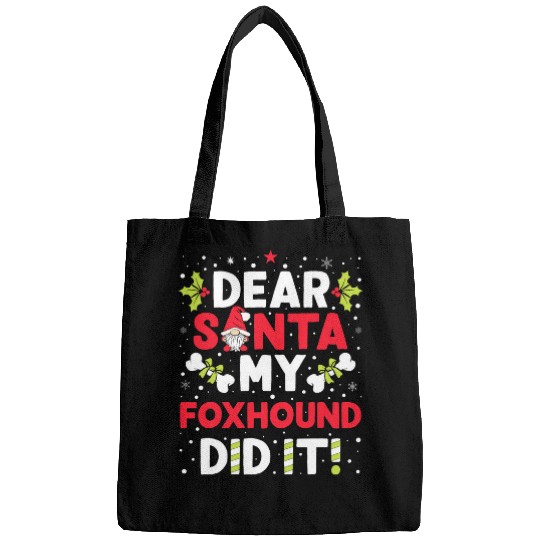Dear Santa My Foxhound Did it Funny Christmas Dog Lover Bags