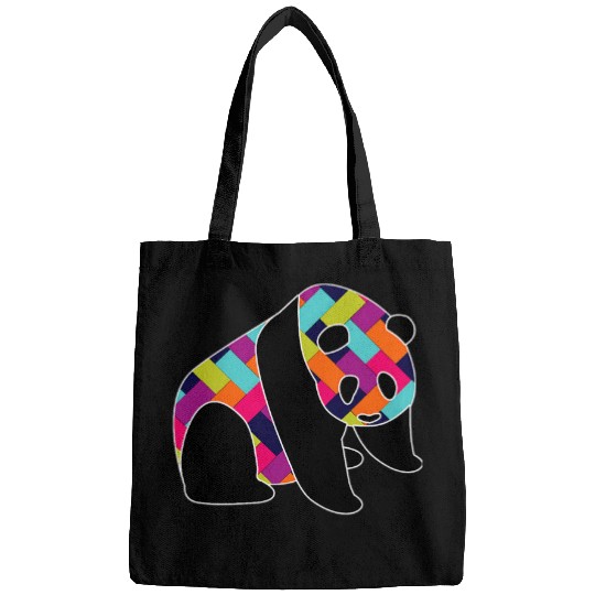 Panda Pet with Colorful Herringbone Pattern Bags