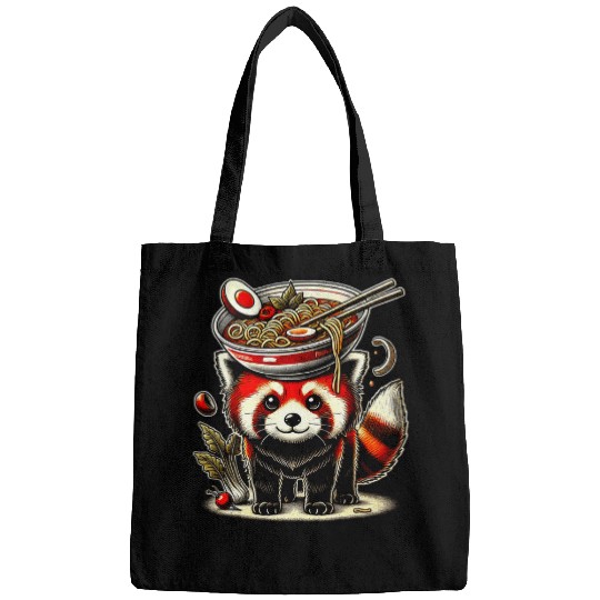 Panda Pet Kawaii Red Panda Japan Food Ramen Pho Bo Funny Bowl Bags