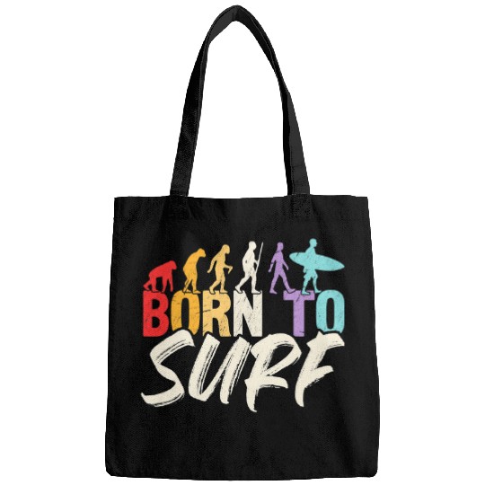 Surf Life Funny Human Surfing Evolution Surfer Wave Beach Surf Boarder Bags