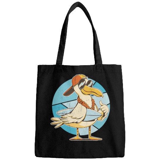 Surf Holidays Ride Waves Cool Seagull with sunglasses 2 Bags