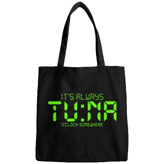 Retro Pixel Tuna Clock Its Always Tuna OClock Somewhere Bags