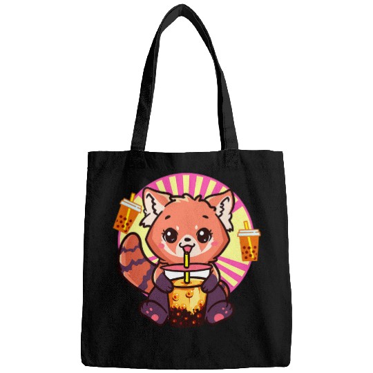 Panda Pet Kawaii Red Panda Drinking Boba Tea Bubble Tea Bags
