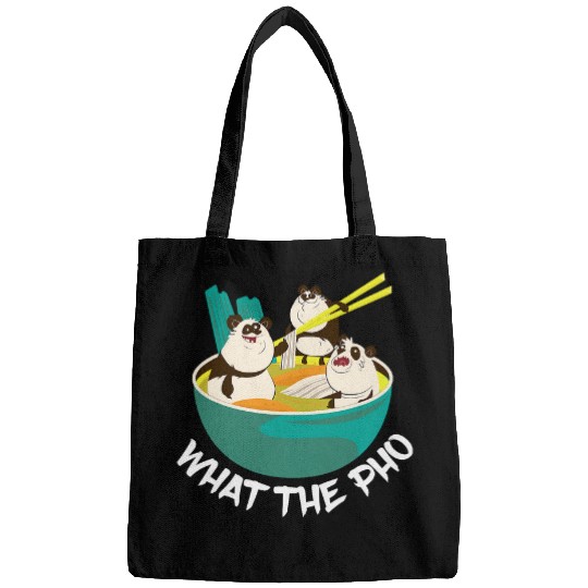 Panda Pet What The Pho Panda Pho Bowl Funny Food Pun Asian Food Joke Bags