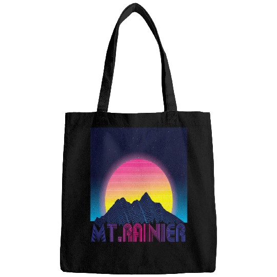 Mount Rainier Vaporwave Mountain Mountaineer Washington Bags