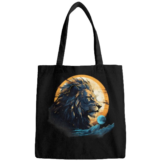 Lion Pet Wildlife Nature Animal Print Animal Art Safari Moon Bags