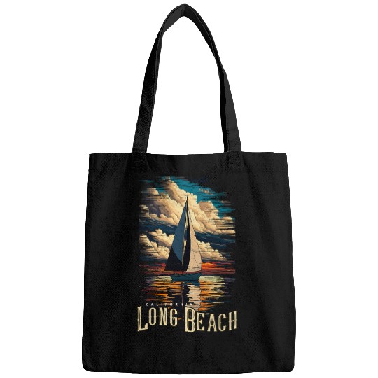 Long Beach californias vintages Sailing Boat On Ocean Bags